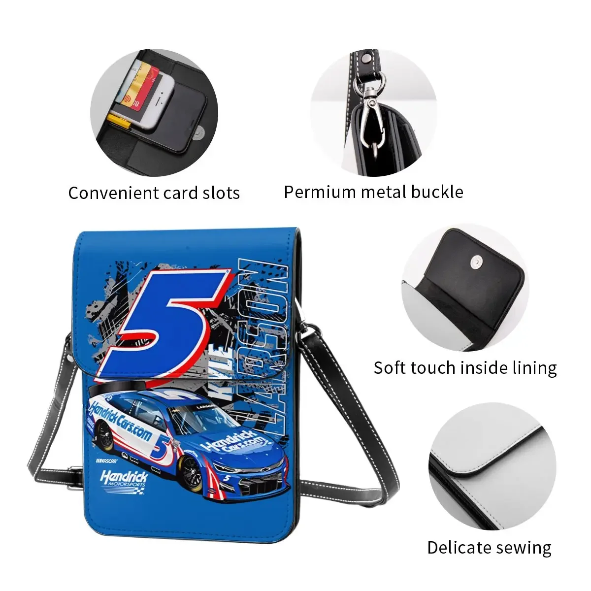 Kyle Larson 5 portefeuille à bandoulière sac pour téléphone portable sac à bandoulière sac à main pour téléphone portable sangle réglable