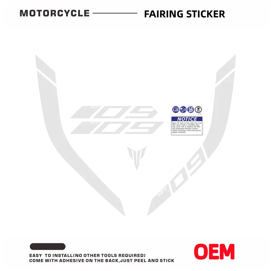 Motorfiets Brandstoftank Sticker Mt Logo Stripe Embleem Accessoires Waterdicht Voor Yamaha Mt-09 Mt09 Mt 09 Fz-09 Fz09 2014-2023