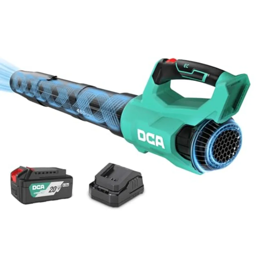 

Cordless leaf blower for patio and sidewalk use brushless motor black/grey 480 CFM airflow with variable speed and 120MPH turbo