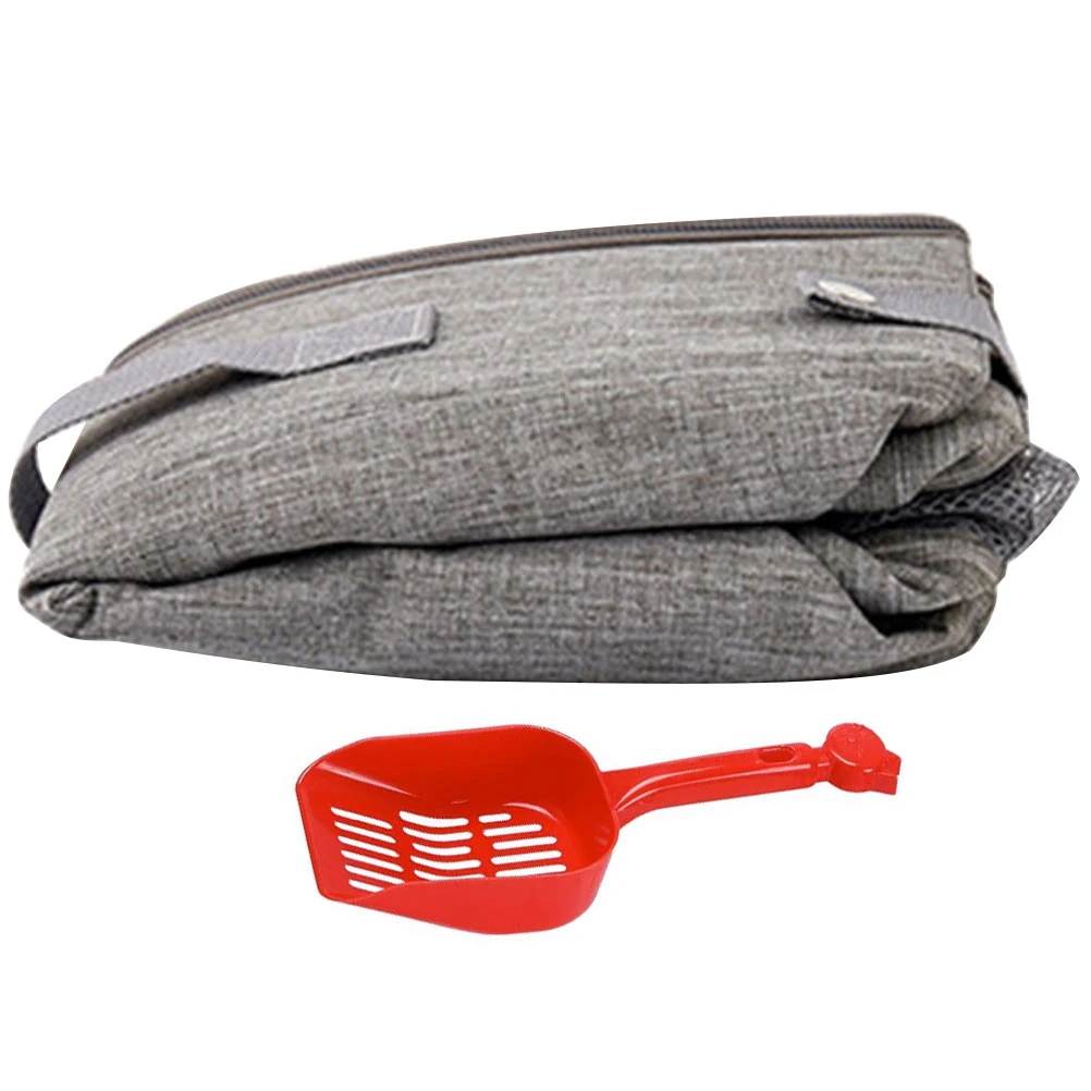 

Foldable Cat Travel Litter Box Large Portable Oxford Cloth Waterproof Cat Potty Training Kit Outdoor Indoor with Scoop