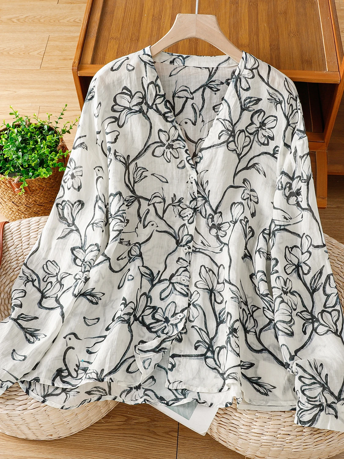 

Faionable, женские длинные свеки большого размера, возрастной принт, дизайн Sense, модная этикетка на пуговицах, повседневная одежда для поездок на работу