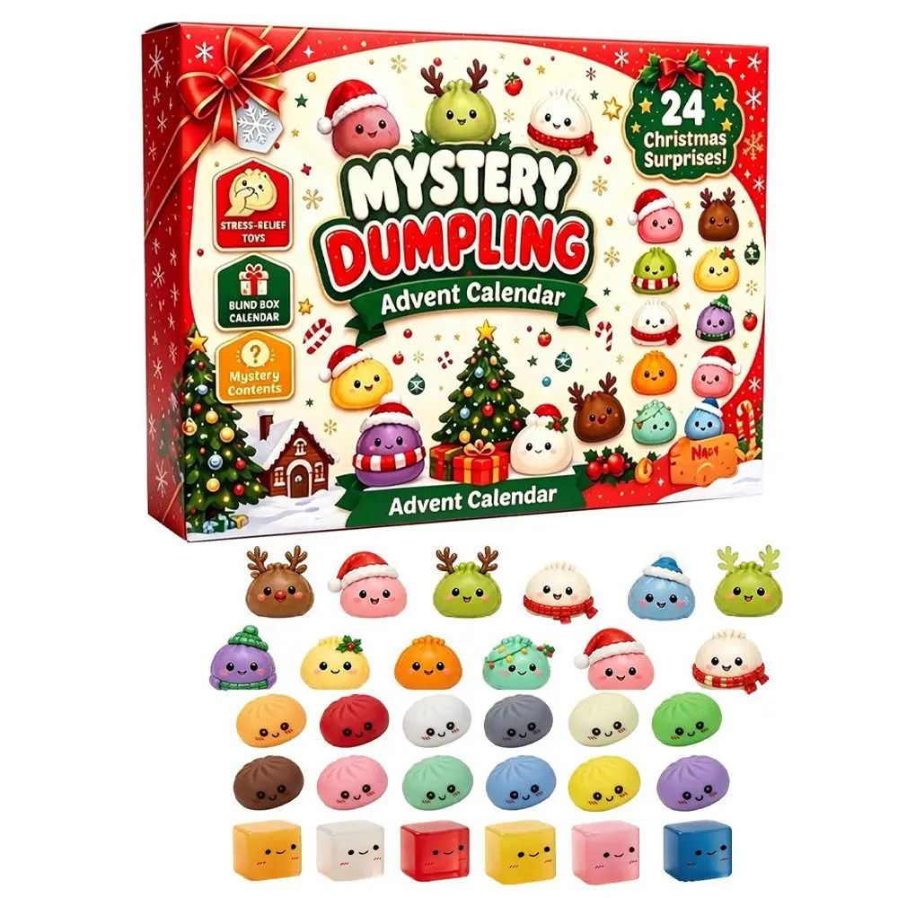 24個入り-クリスマス-カウントダウン-カレンダー-フィジェット-セット-クリスマス-カラフル-スクイーズ-24個入り-お団子型-スローライジング-スクイーズ