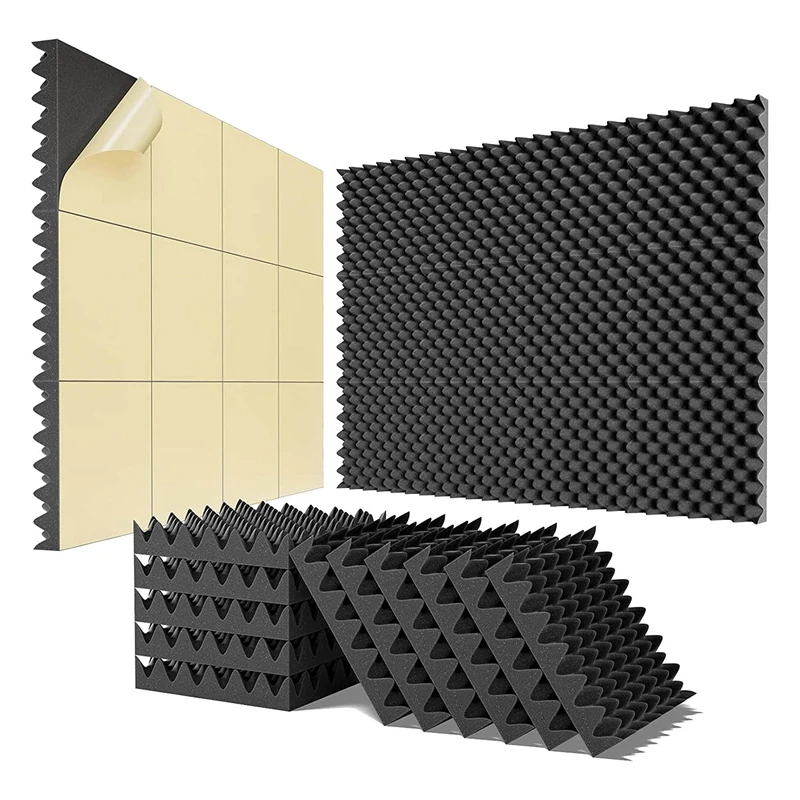 12 Piece Self-Adhesive Sound Proof Foam Panels 2X12x12inch For Home & Pro Studios