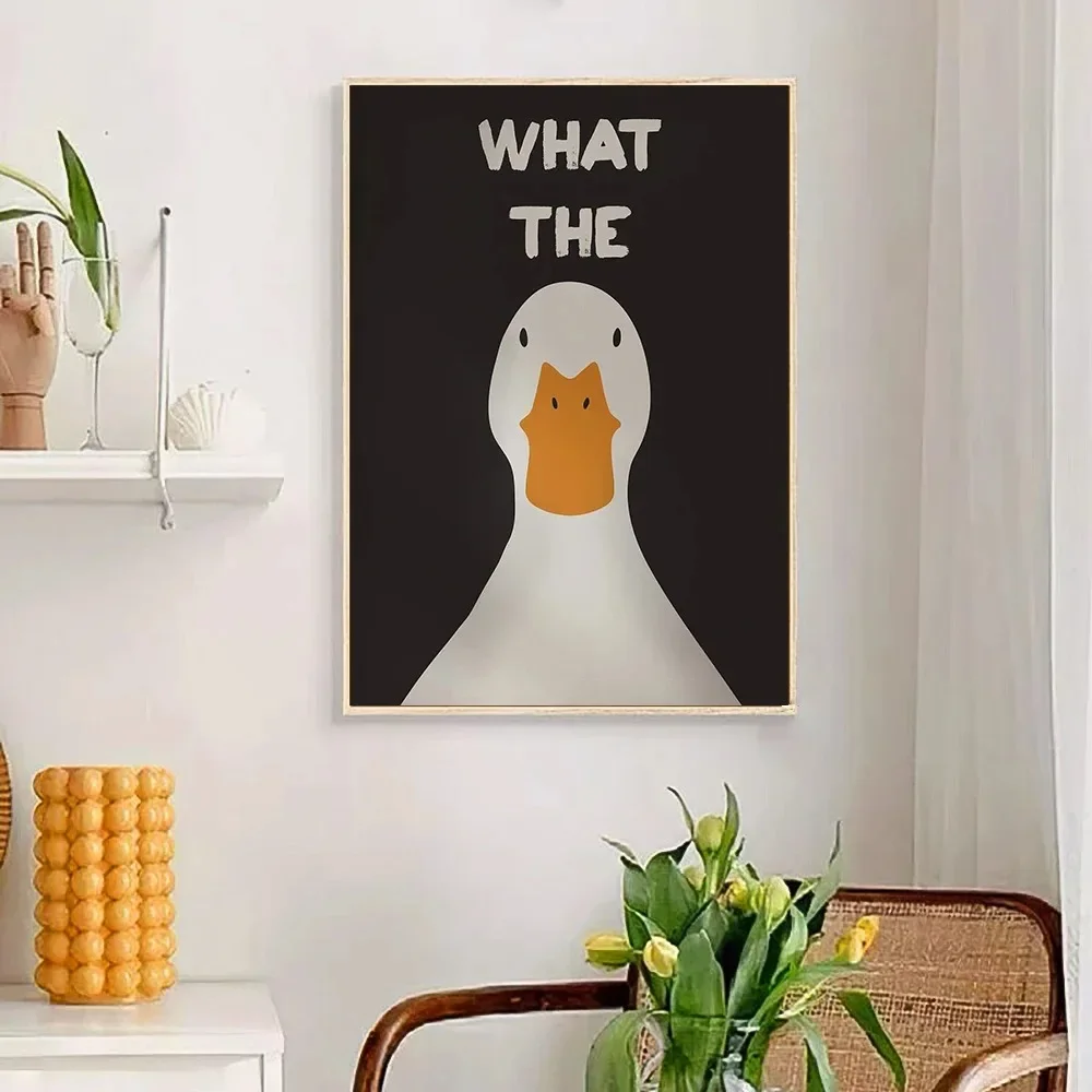 Funny Cute Animal What The Duck Print Art Picture Canvas Posters Modern Wall Painting for Bathroom Bedroom Dorm Decor Wall Gift