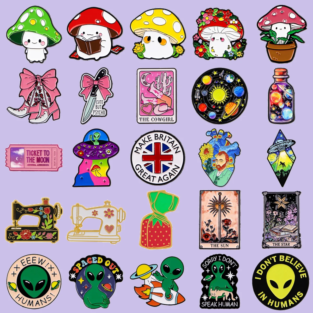 

Alien Enamel Pins Cute Mushroom Figurine Metal Brooch For Women Costume Accessories Fashion Jewelry Accessories Gifts