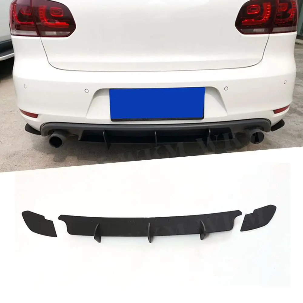 

High Quality ABS Rear Lip Diffuser Trim For Volkswagen VW Golf 6 VI MK6 GTI R20 Fins Shark Style Back Bumper Guard Car Styling