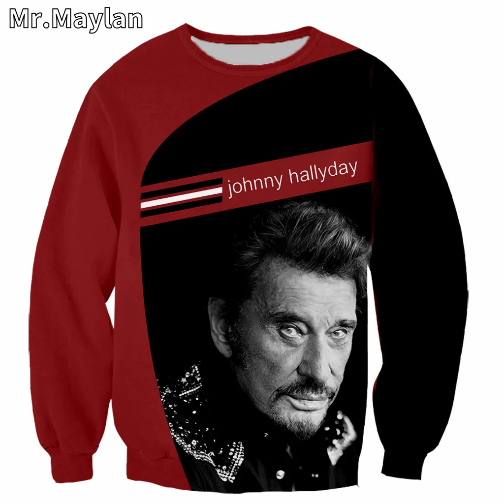 Rock French Johnny Hallyday Sweatshirts 3D Print Unisex Pullover Hoodies Long Sleeve Crewneck Streetwear Hoody Sudaderas 5XL A91