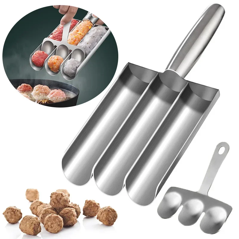 Molde antiadherente de acero inoxidable 304 para albóndigas, herramienta de cocina para hacer albóndigas, pescado, ternera, fácil de liberar