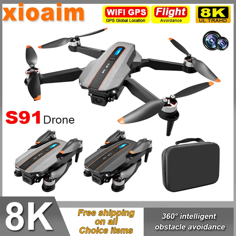 

For Xiaomi S91 Drone 5G WiFi FPV 8K HD Dual Camera Laser Obstacle Avoidance Brushless Motor GPS Return RC Quadcopter for Toys