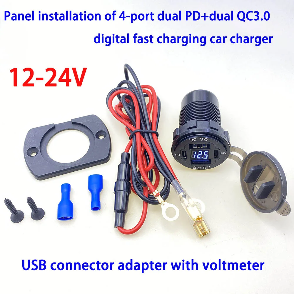 

12-24V USB Car Charger Socket Dual 30W PD3.0 and 18W QC3.0 Port Car Charger Accessories for Car RV Boat Marine Truck Motorcycle
