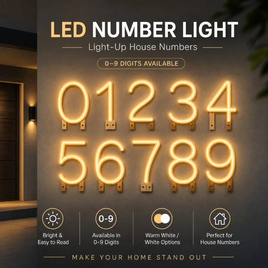 0-9 Any Combination LED Filament DC3V DIY Math Enlightenment Lamp Apartment Anniversary Christmas New Year Party Holiday Decor
