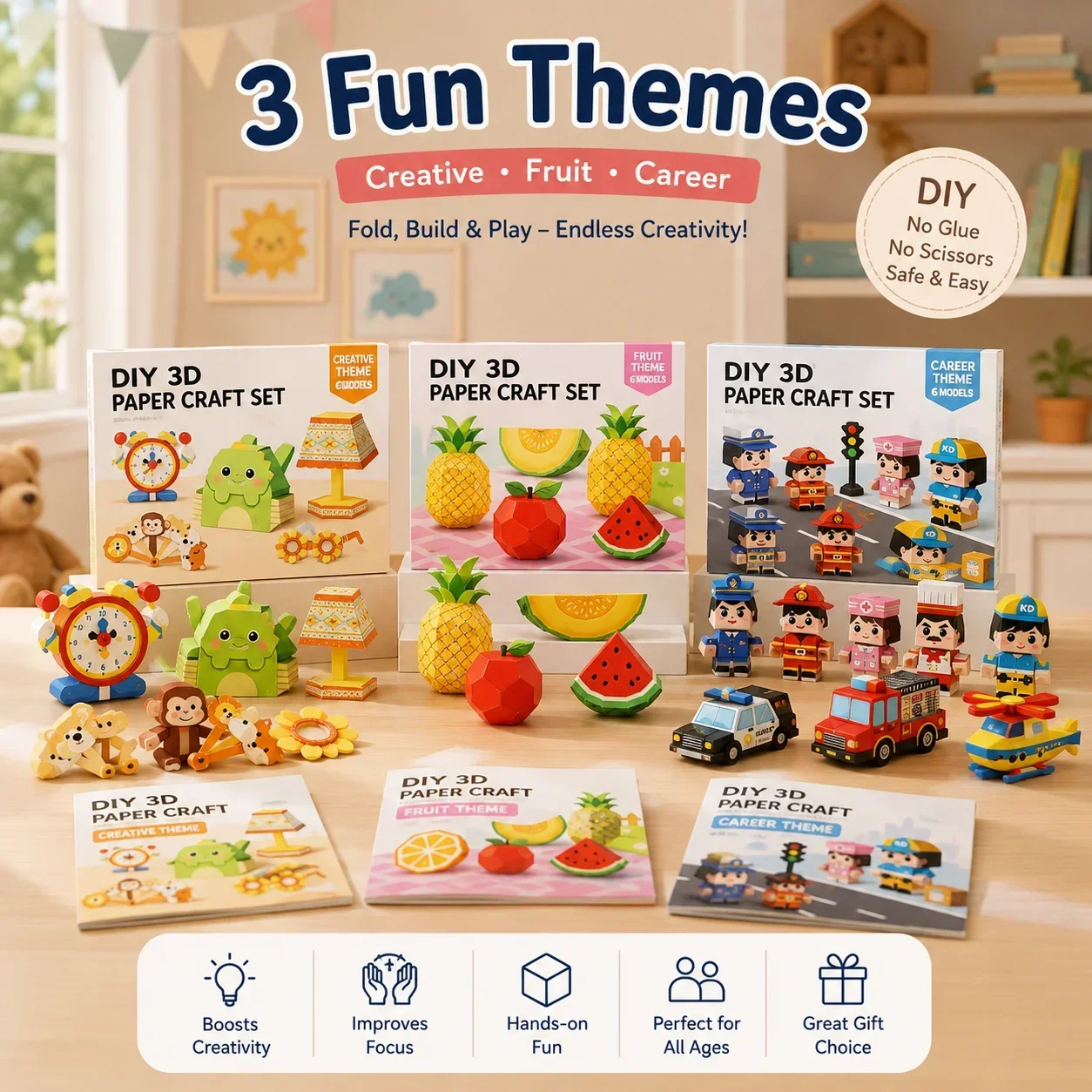 3D Pop-Up Craft Book with Full Materials, Paper Folding Kit for Girls, Creative Hands-On Educational Toy Gift
