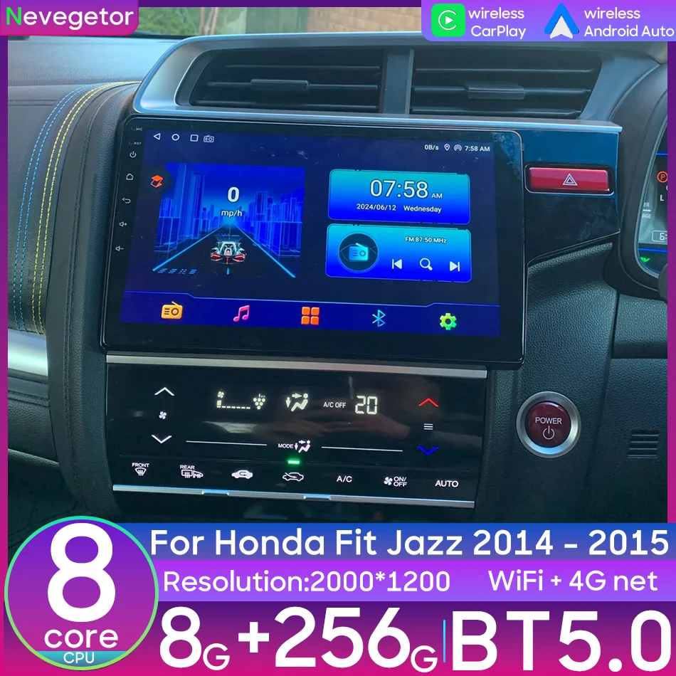 

Автомобильный мультимедийный плеер Android для HONDA FIT JAZZ 2014 2015 с BT Wireless CarPlay Auto Video Audio Stereo No 2din