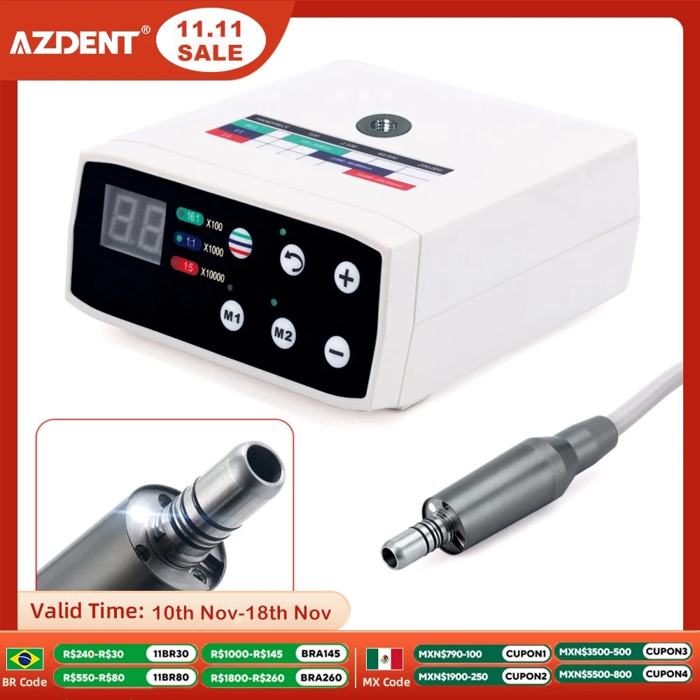 Dental Electric Micro Motor LED Light AZDENT Brushless 2/4 Holes fit 1:1/1:5/16:1 Handpiece Dentistry Tool for Dentists