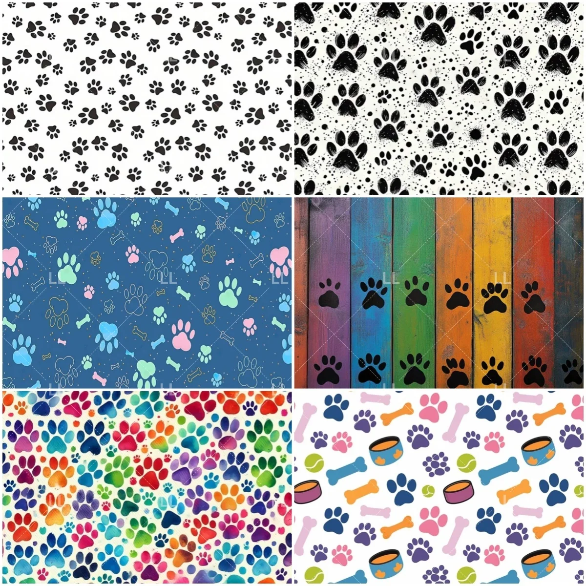 

Puppy Paw Print Photography Backdrop Black Colorful Background Cute Dog Party Decoration Pet Store Banner Photo Studio Props