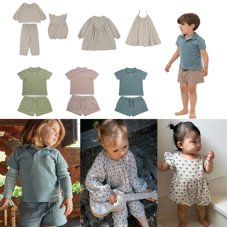 Kids' Sets and Outfits Summer Baby Sport Tops Shorts Dress Rompers Suits Cherry Print Mosquito Proof Infant Girls Boys Leisure