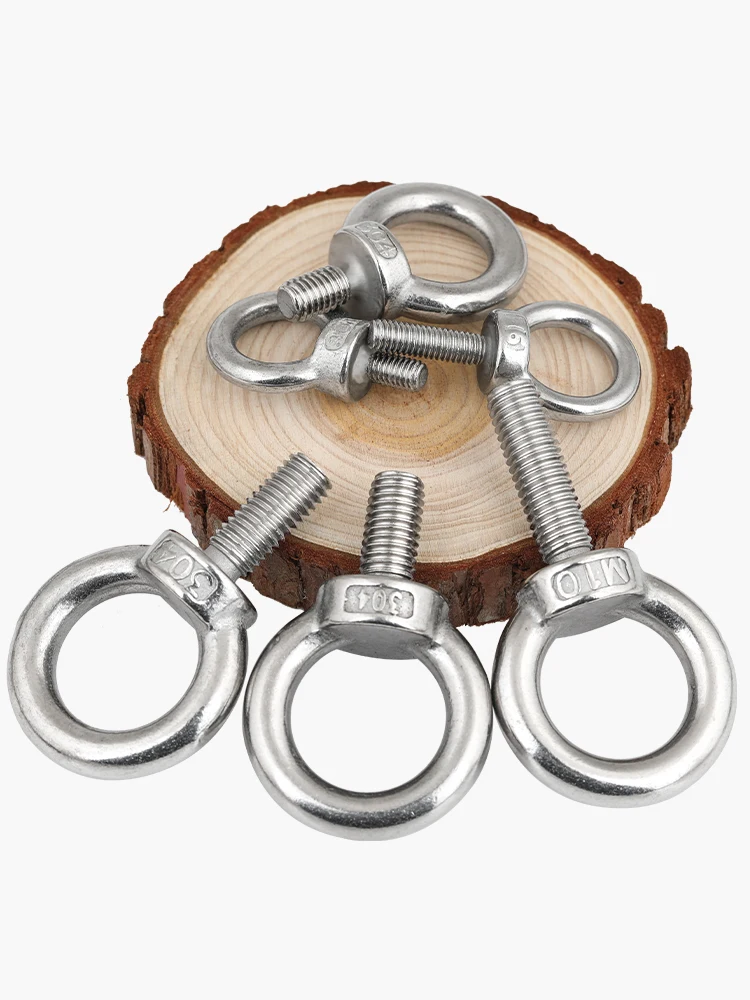 M3 M4 M5 M6 M8 M10-M24 304 Stainless Steel Eye Bolt Lifting Eye Screw Ring Hooking Screw Marine Ring Loop Hole for Cable Rope