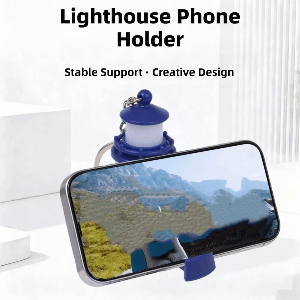 Luminous Lighthouse Keychain LED Light Up Mobile phone stand Bag Charm Night Light Keychain LED Lightup Keychain Practical