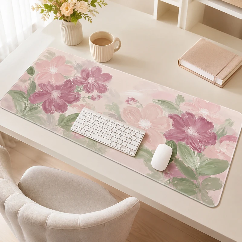 Pink Sakura Watercolor Mouse Pad Gaming XL HD Home Large Mousepad XXL Desk Mats Office Non-Slip Natural Rubber Laptop Mouse Mats