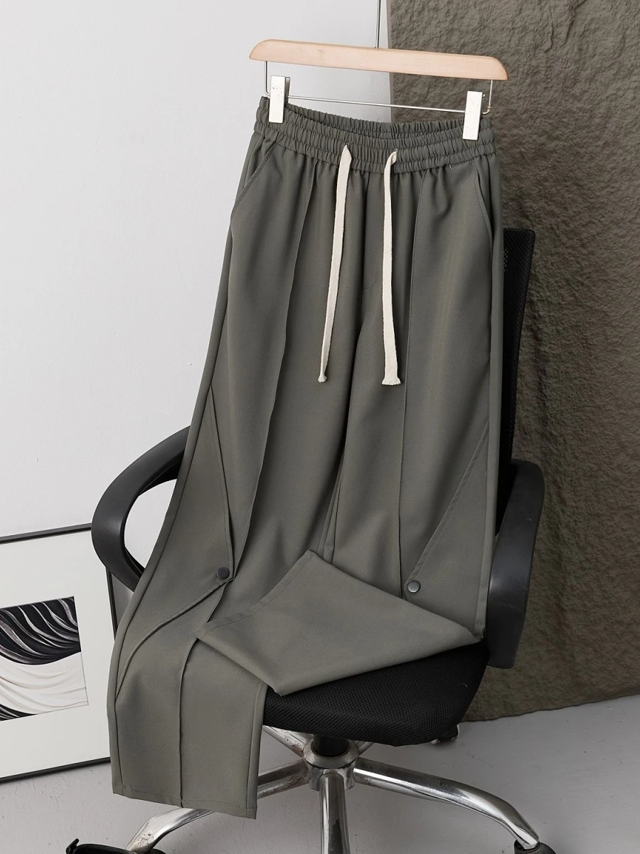 

Men's Casual Straight Leg Pants Spring Summer Drapey Loose Fit Stretchy American Sle Polyester Fiber mid Waist Elastic