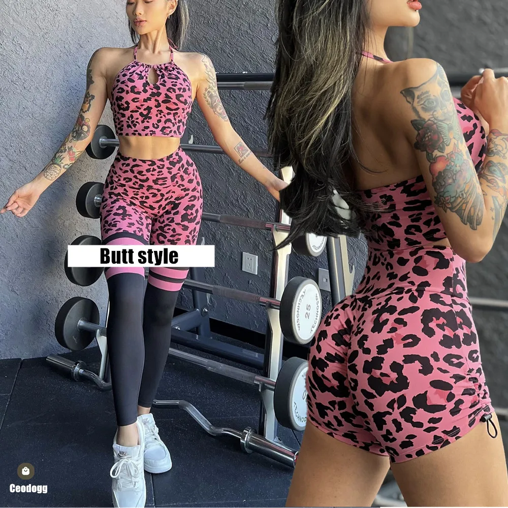 Leopard Print Scrunch Leggings Yoga Pant Wear Sportswear Woman Gym Sportswear Fitness Womens Athletic Leggings XP278