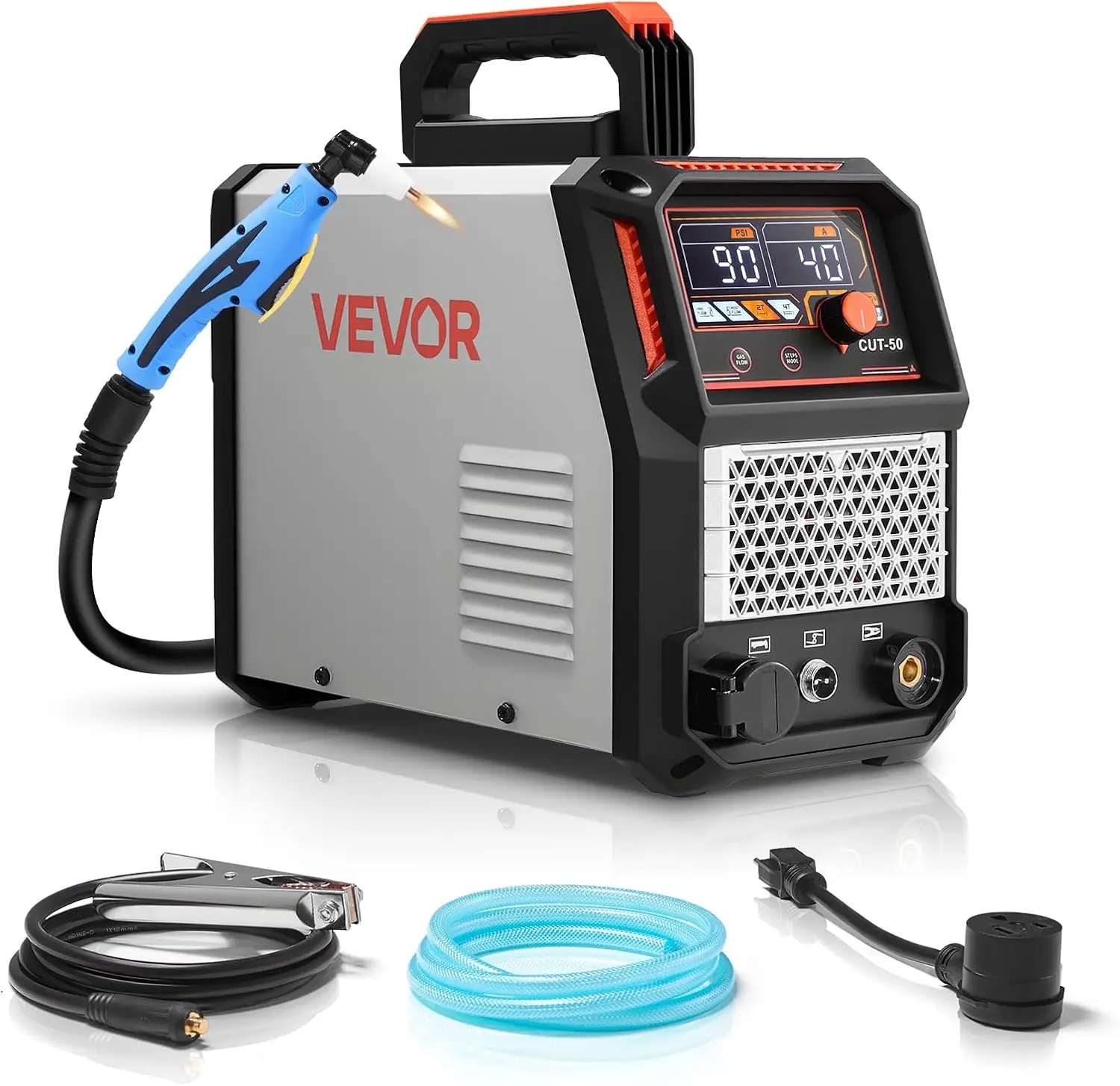 Plasma Cutter, 50A Plasma Cutting Machine, 110V/220V Dual Voltage Digital Display IGBT Inverter - with 2T/4T Function & Adjustab