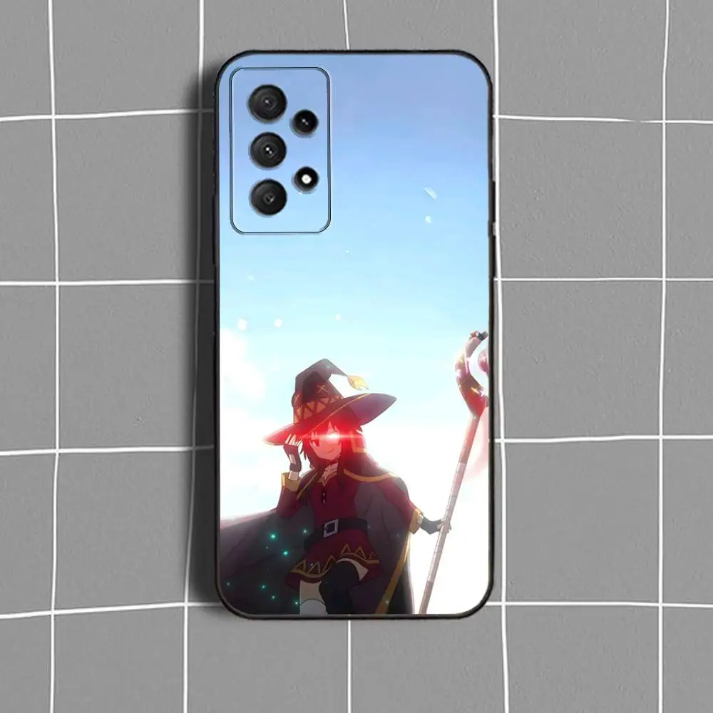 M-Megumin K-KonoSuba Funda de teléfono para Samsung Galaxy A73,31,32,72,41,53,52,71,22,5G,Nota,J7,8,9 Funda negra suave