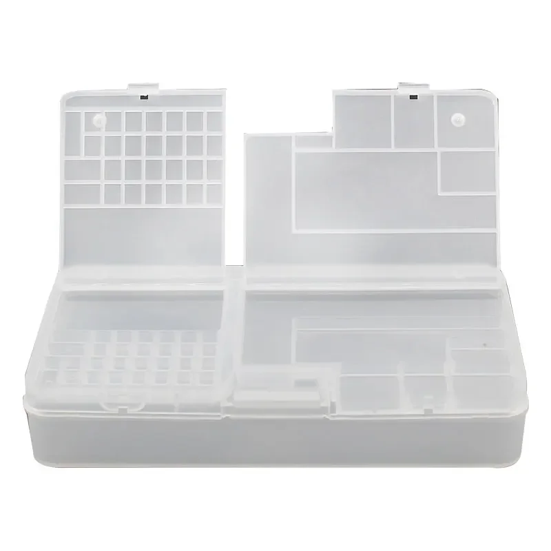 Transparent Electronic Components Storage Box 2 Layer Tool Classification Grid Phone Repair Module Organizer Compartment