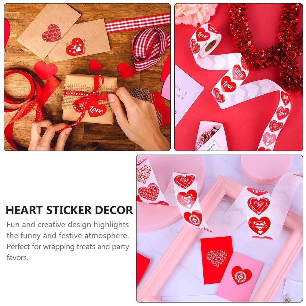 

Heart Stickers Gift Shape Labels Decorative Love Seal Envelope for Valentine's Day Scrapbook