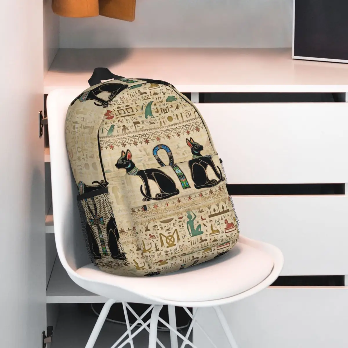 Egyptian Cats And Ankh Cross Backpack Hot Sale Daypack Large Capacity Boys Girls BookBag Shoulder Bags for Men Women School Bag