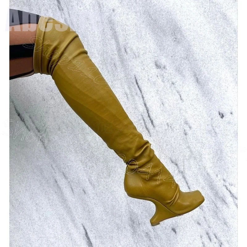 

Green Square Toe Strange Style Heels Boots Slip On Women Shoes New Fashion Party Banquet Runway Dating 2025 Zapatos Para Mujere