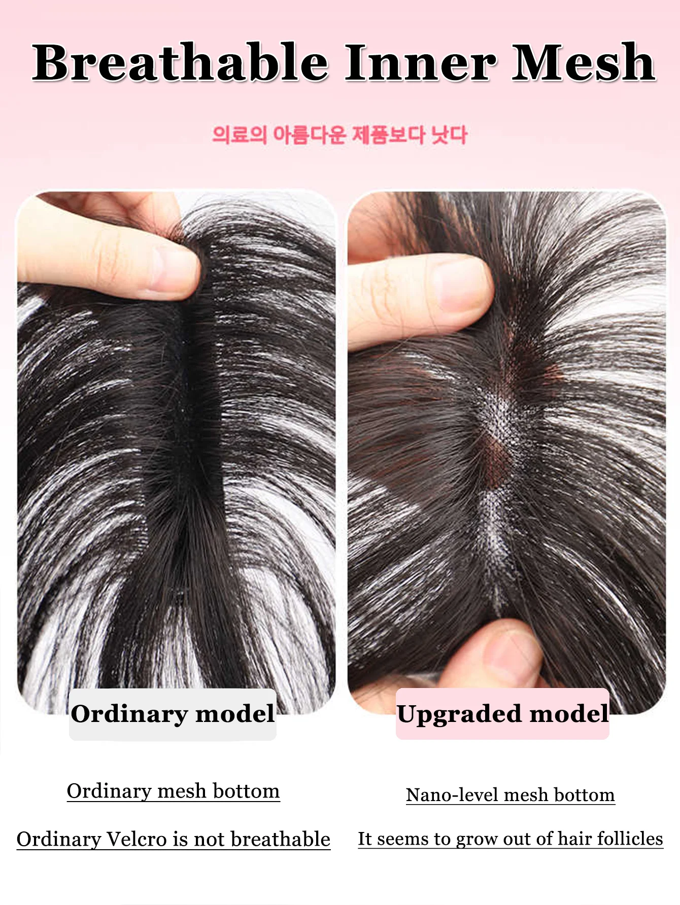 Patchs de couture de cheveux synthétiques, pièce supérieure augmente le Volume des cheveux, frange de séparation Flexible, cheveux gris, adapté aux femmes au quotidien