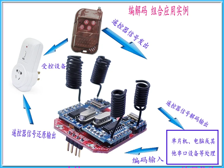 Dual-band RF Codec Module 315/433 Wireless Remote Control Switch Control MCU Serial Port RF34D