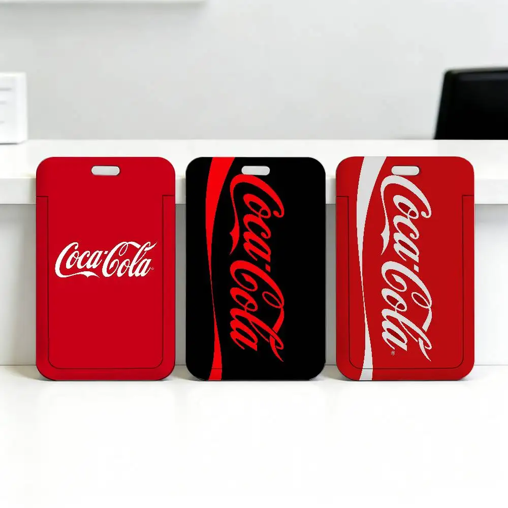 Carbonated C-COCO beverage C-Cola Plastic Slide Cover Lanyard Work ID Bag Bus Student Photo Idol Badge Card Holder Employee