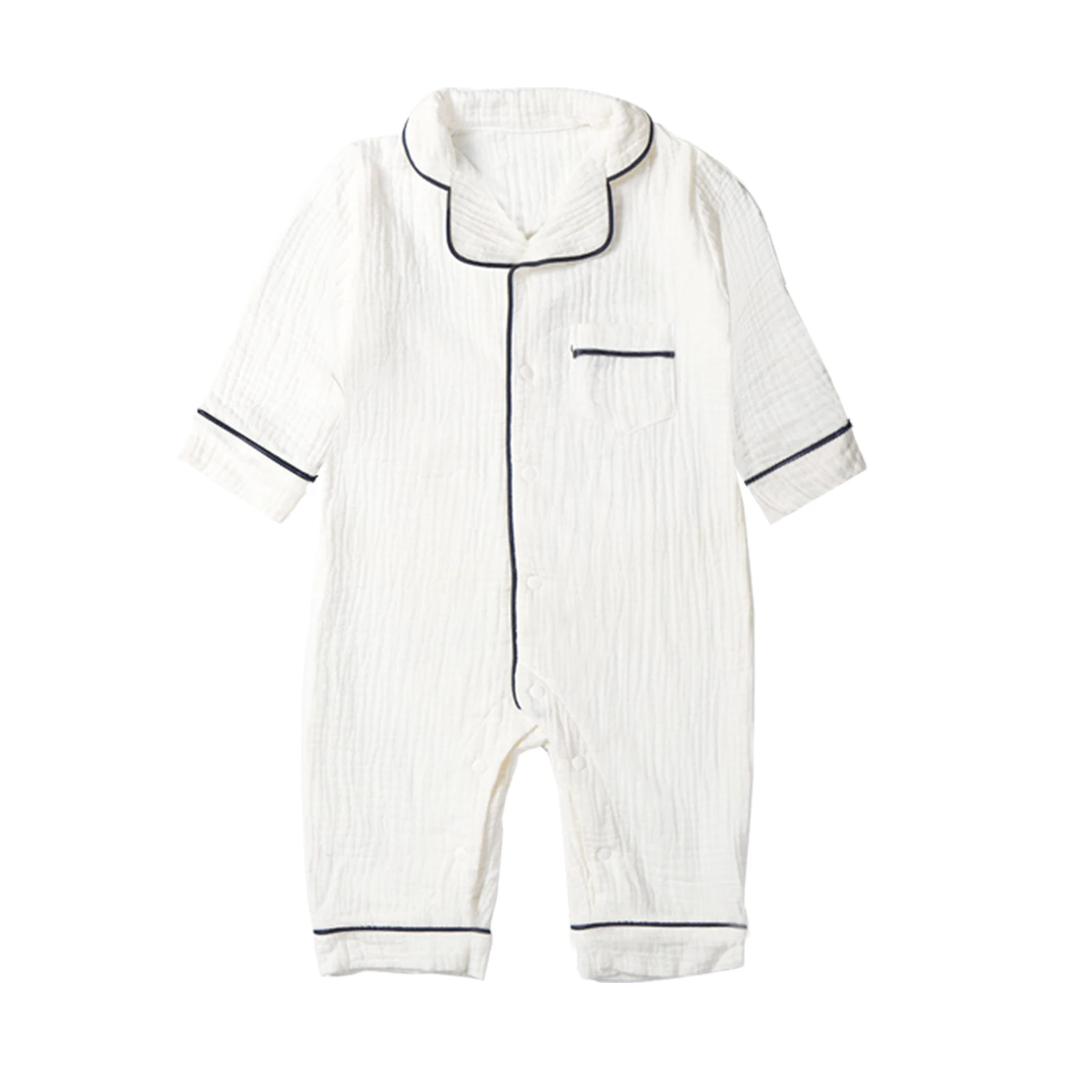 Autumn Baby Sleepwear Organic Cotton Clothes for Boy Girl Newborn Pajama Solid Color Muslin Romper Kids Pajamas Toddler Jumpsuit