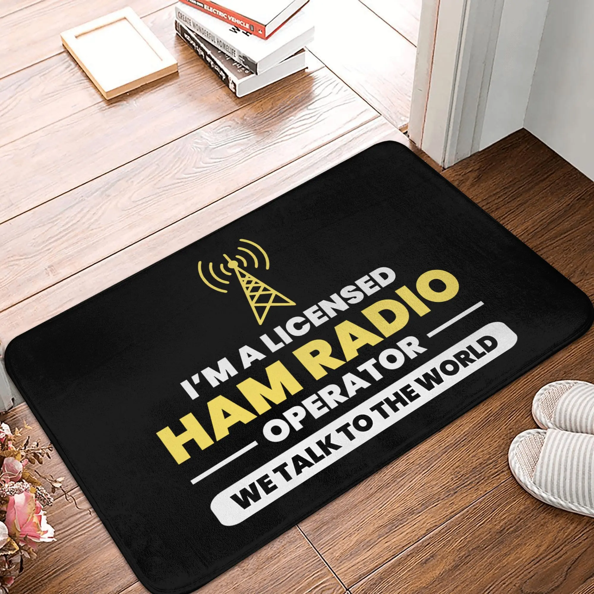 Felpudo de operador de Radio Retro con licencia, alfombra antideslizante para cocina, baño, puerta de salón, suelo, alfombra de entrada