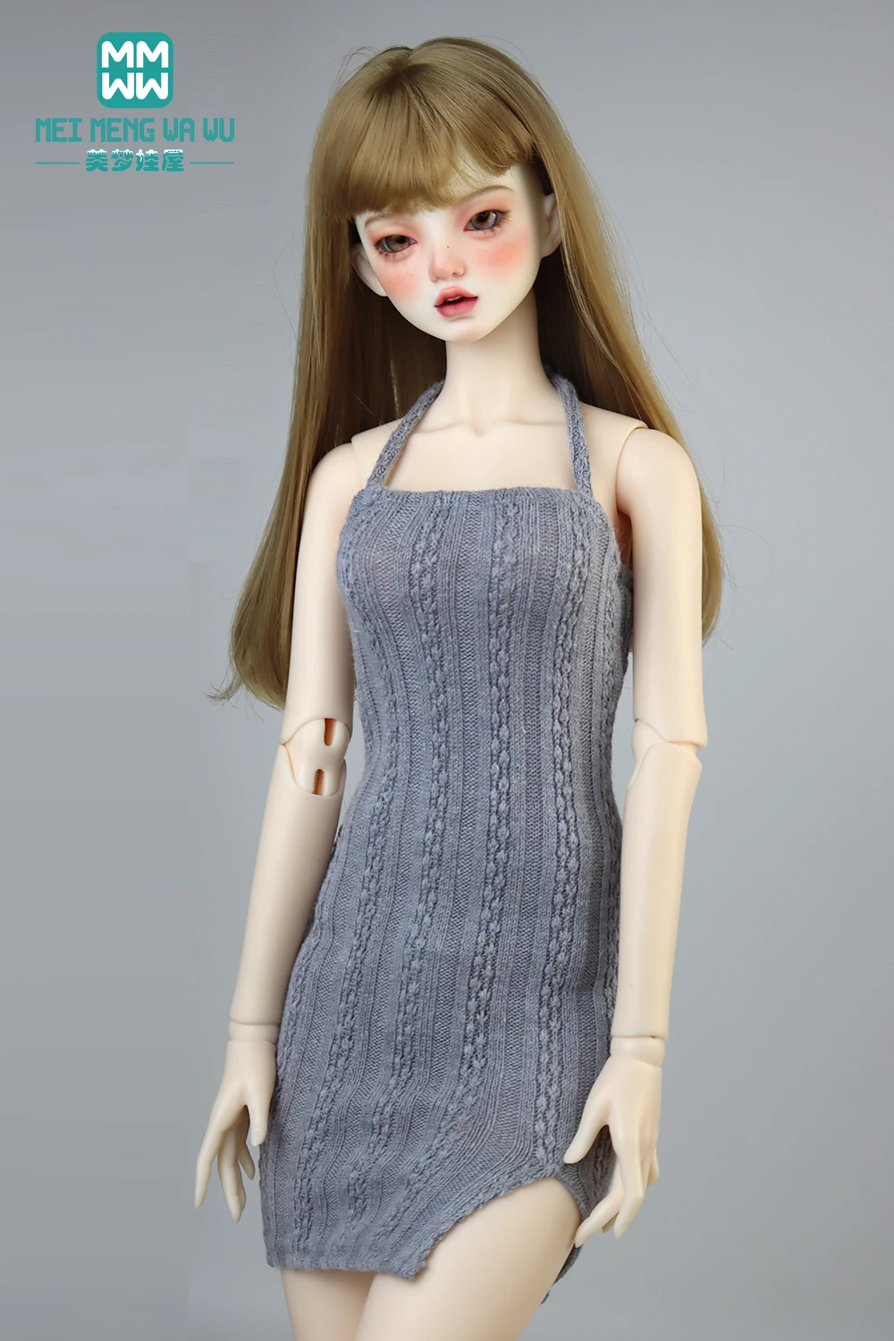 

58-60cm 1/3 BJD doll clothes DD SD13 Doll accessories Fashion hanging lead slit skirt sweater coat grey pink white