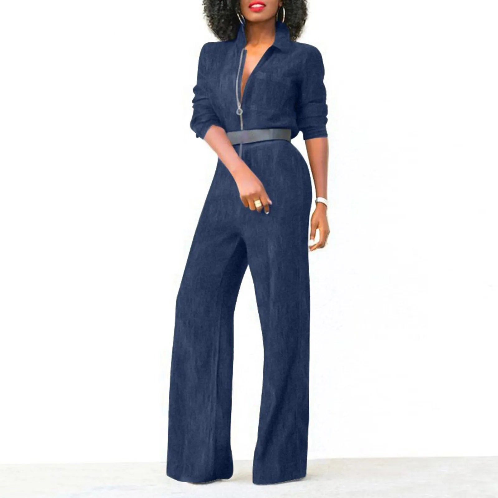 Bodycom Damen-Jumpsuits mit langen Ärmeln, eleganter kurzer Overall, Damen-Schlaf-Overall, hängender Hals, Netzgarn, Spleißen, weites Bein