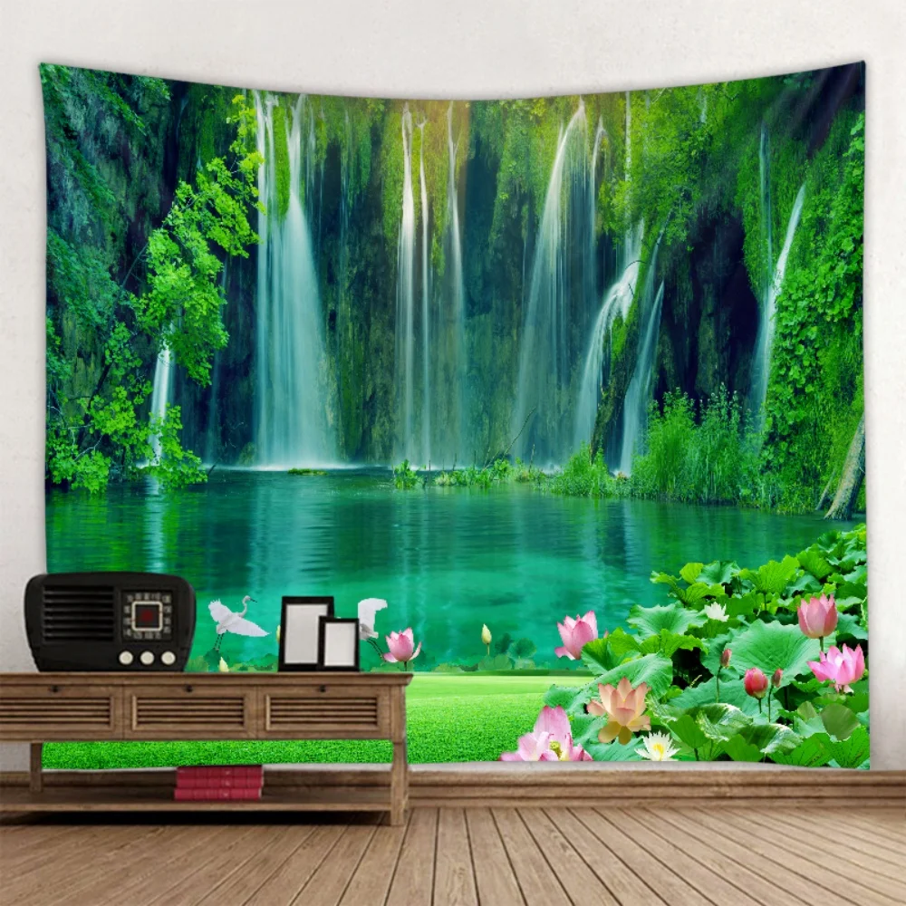 

Nature Beautiful Waterfall Forest Print Seascape Hippie Wall Hanging Bohemian Wall Tapestry Mandala Wall Decoration Tapestry