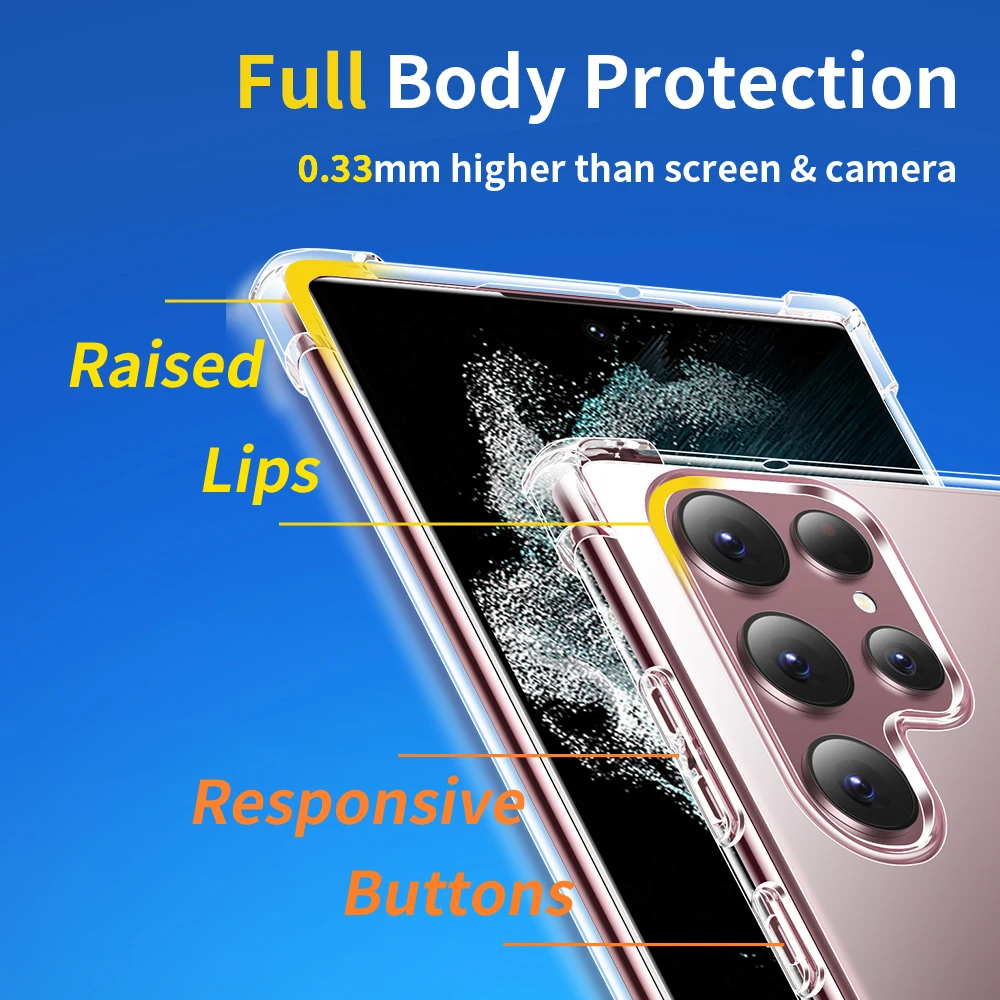 SmartDevil Bumper Phone Case For Samsung Galaxy S 23 Ultra Transparent Soft Black Cover for S23Plus Airbag Anti Drop Protectio image 2