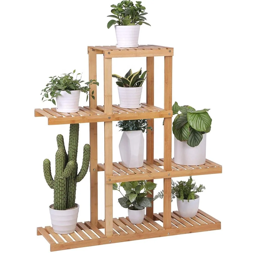 

Bamboo Plant Display Rack Stand Shelf Flower Pots Holder 4 Tier Utility Shelving Standing Unit Storage Organizerpromote sales