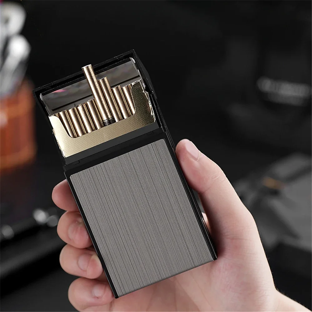 Men Gadgets Cigarette Box 20pcs Capacity Cigarette Case Metal Cigar Tobacco Holder Pocket For Slim Cigarette Smoking Accessories