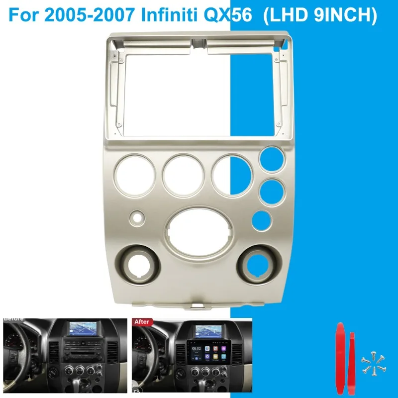 

For 2005-2007 Infiniti QX56 (LHD 9INCH) Radio Mounting Frame, Front Bezel Dashboard Replacement