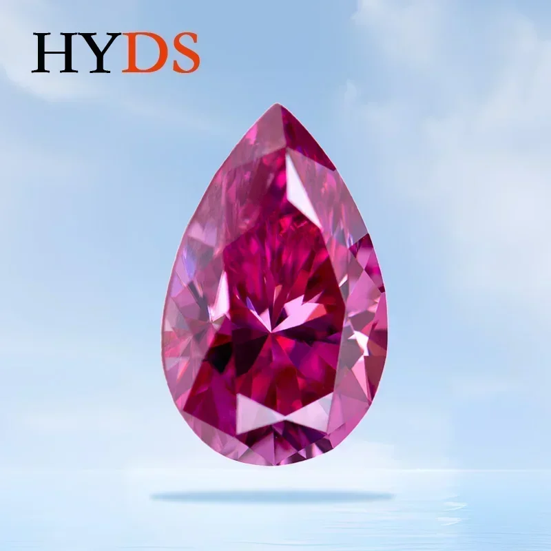 

Moissanite Stone Gemstone Pink Colour VVS1 Pear Shaped Beads for Customized Charms Jewelry Making Materials with GRA Certificate