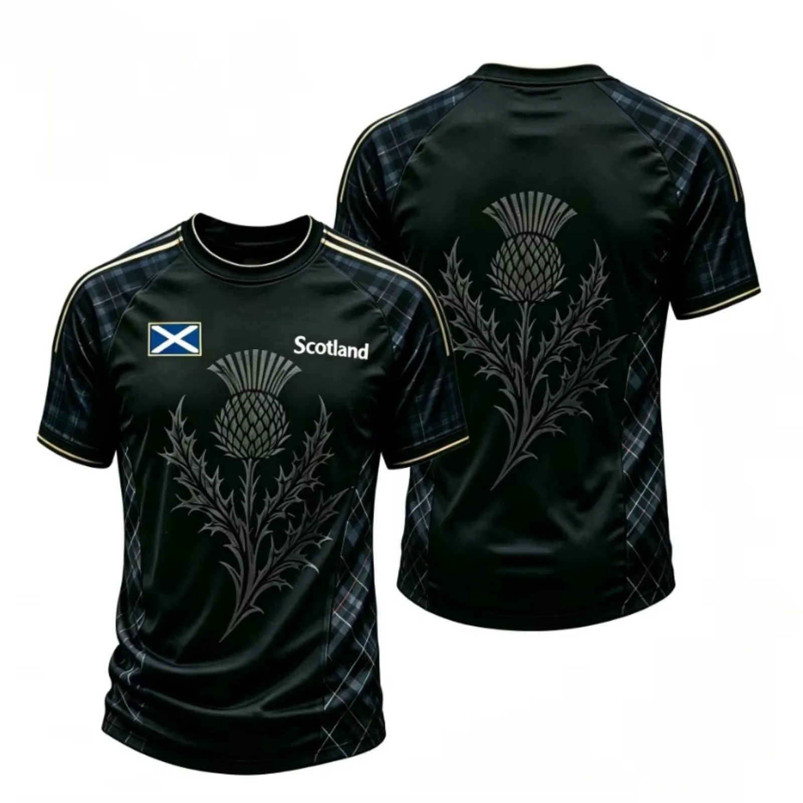 Men's Short-sleeved T-shirt Scottish-style 3D Printed Football Jersey Men's and Women's Identical Sports Shirt Harajuku Y2k