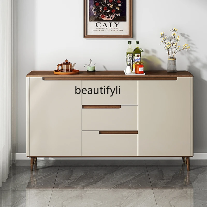 

Solid Wood Sideboard Wall Integrated Bright Paint Locker Nordic Home Side Cabinet