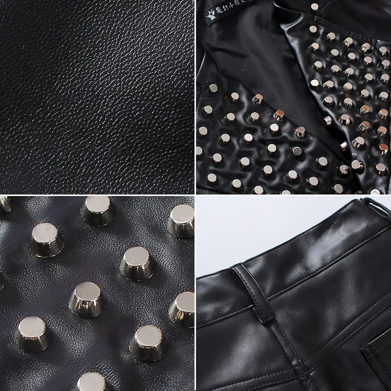 Stage Performance Wear abbigliamento ragazzi Hip Hop Dance Jazz Stage Costumes For Kids Studded Black Leather Pants Jacket Vest