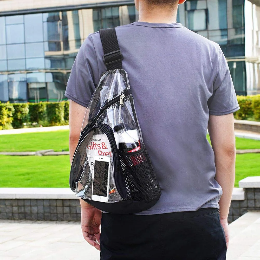 High Quality Clear Men Sling Chest Bag Portable Stadium Approved Small PVC Crossbody Backpacks Waterproof Casual Messenger Purse