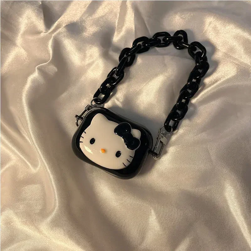 Черный чехол Hello Kitty для Airpods Pro, милый мягкий чехол для 3D наушников из ТПУ с брелоком для Airpods Pro 2