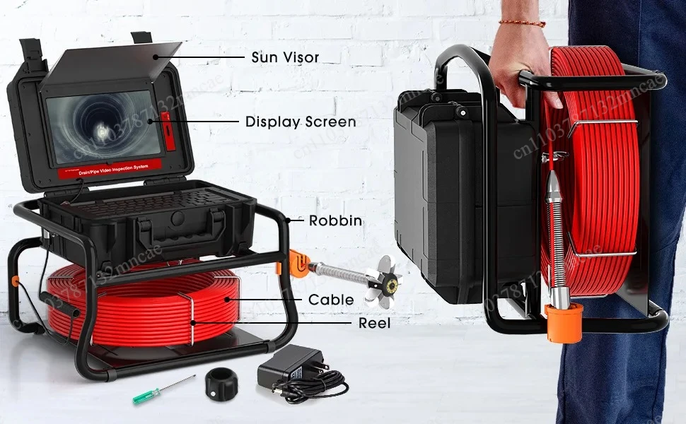 With Meter Counter and 8GB Audio+Video Recording Sewer Pipe Camera Inspection Locator/Receiver Sewer Endoscope